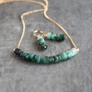 Raw Emerald necklace & earring set